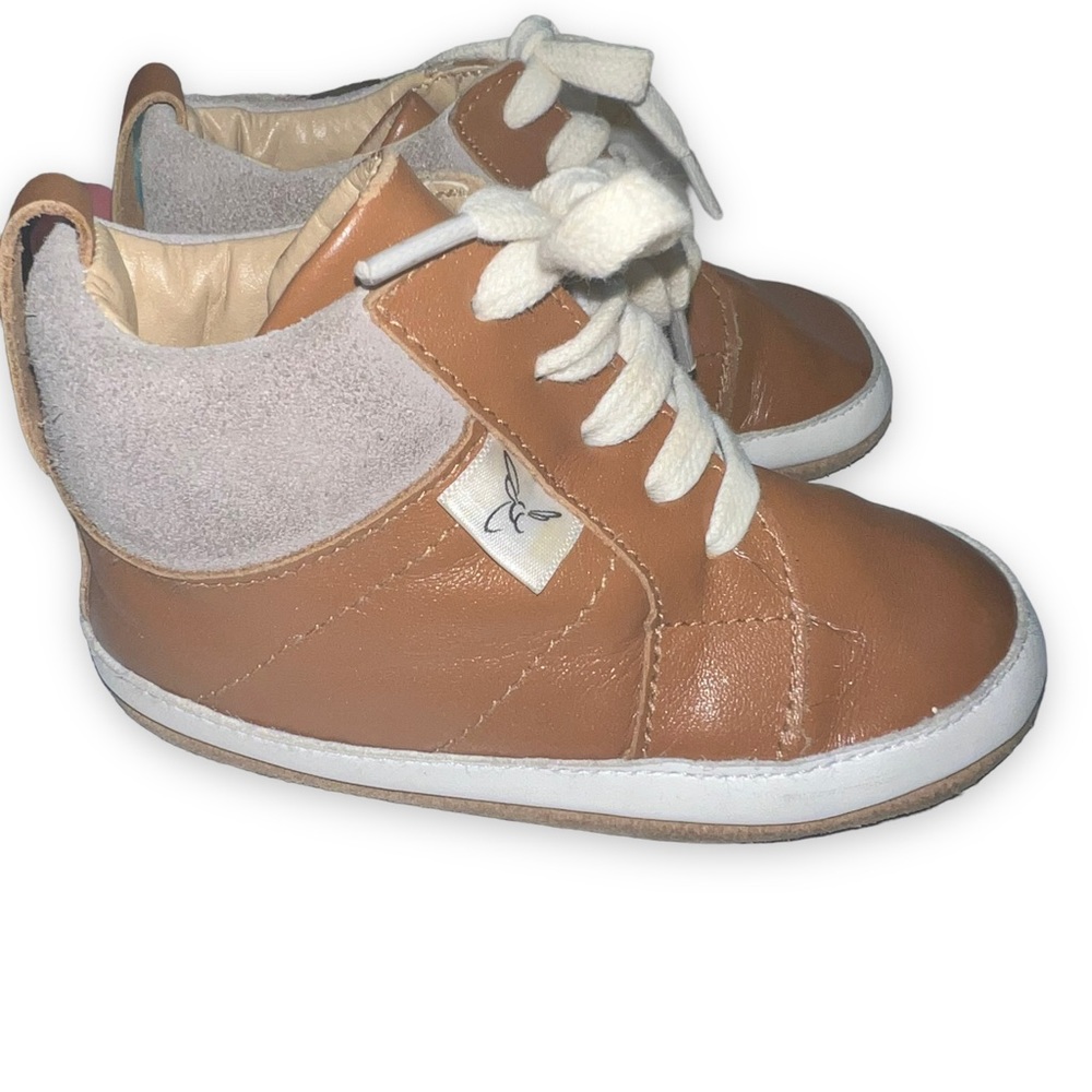 Little Love Bug Brown Leather Lace Up Baby Shoes Size 6 Handmade Baby Shoes